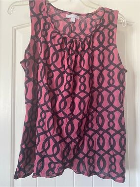 New York & Company Pink and Black Geometric Sleeveless Camisole